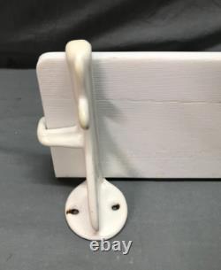 Antique 19 Milk Glass Shelf Cast Iron White Porcelain Brackets Old VTG 833-25B