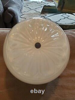 Antique 1920's Satin White Milk Glass Ornate Acorn Globe Pendant Light Fixture