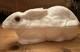 Antique 19c Large Atterbury Rabbit W Amethyst Glass Eyes Covered Milk Glass Box