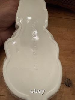Antique 19c Large Atterbury Rabbit W Amethyst Glass Eyes Covered Milk Glass Box