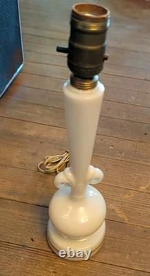 Antique ALADDIN BOUDOIR LAMP ALACITE WHITE MILK GLASS GOLD VTG RARE DECO MCM