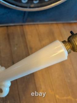 Antique ALADDIN BOUDOIR LAMP ALACITE WHITE MILK GLASS GOLD VTG RARE DECO MCM