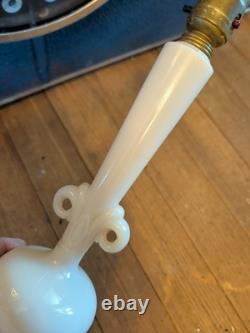 Antique ALADDIN BOUDOIR LAMP ALACITE WHITE MILK GLASS GOLD VTG RARE DECO MCM