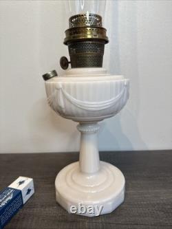 Antique Aladdin Model A Tall Lincoln Drape White Milk glass Oil Lamp Untested
