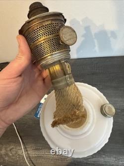Antique Aladdin Model A Tall Lincoln Drape White Milk glass Oil Lamp Untested
