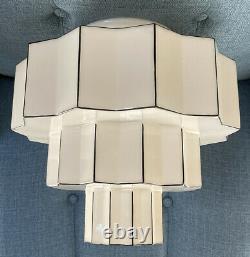 Antique Art Deco Ceiling Light Fixture Skyscraper Milk Glass Shade Globe Black