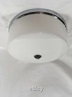 Antique Art Deco Light Fixture 30s VTG Flush Kitchen Chandelier Milk Glass Shade
