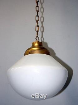 Antique Art Deco Milk Glass or Schoolhouse Globe Pendant Light Fixture