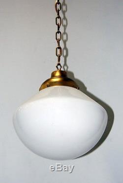 Antique Art Deco Milk Glass or Schoolhouse Globe Pendant Light Fixture