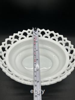 Antique Atterbury Blue White Slag Milk Glass Hen On Nest Dish Lace Split Tail
