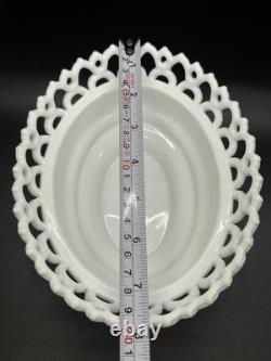 Antique Atterbury Blue White Slag Milk Glass Hen On Nest Dish Lace Split Tail