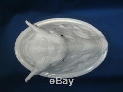 Antique Atterbury Milk Glass Boars Head Covered Dish Original Eyes Patd. 1888