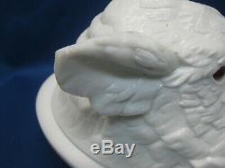 Antique Atterbury Milk Glass Boars Head Covered Dish Original Eyes Patd. 1888