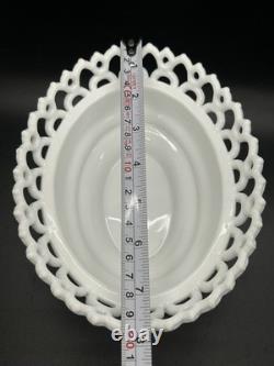 Antique Atterbury Slag Blue White Milk Glass Hen On Nest Dish Lace Split Tail