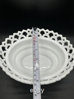 Antique Atterbury Slag Blue White Milk Glass Hen On Nest Dish Lace Split Tail