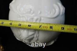 Antique Banquet Lamp B&H Milk Glass, embossed Brass Beautiful