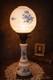 Antique Blue & White Milk Glass Oil Lamp Floral Globe Converted Electric Parlor