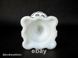 Antique Boston Sandwich Glass White Cut to Clear Glass Oil Lamp with Milk Base