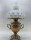 Antique Bradley Hubbard B&h Oil Lamp White Milk Glass Shade Victorian 19