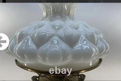 Antique Bradley Hubbard B&H Oil Lamp White Milk Glass Shade Victorian 19