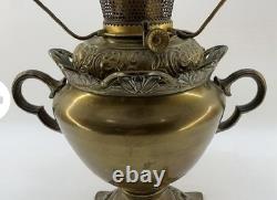 Antique Bradley Hubbard B&H Oil Lamp White Milk Glass Shade Victorian 19