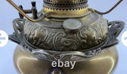 Antique Bradley Hubbard B&H Oil Lamp White Milk Glass Shade Victorian 19