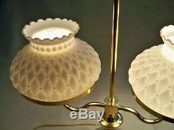 Antique Brass & Milk Glass Shades Student Desk Lamp