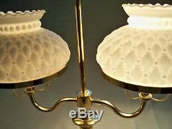 Antique Brass & Milk Glass Shades Student Desk Lamp