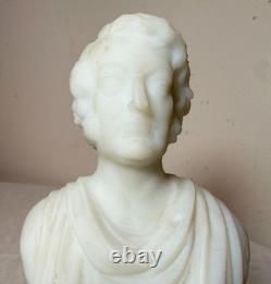 Antique Charles Sumner Figural Frosted Milk Glass Bust Paperweight Sculpture