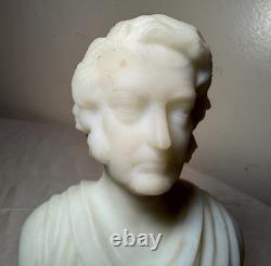 Antique Charles Sumner Figural Frosted Milk Glass Bust Paperweight Sculpture