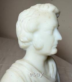 Antique Charles Sumner Figural Frosted Milk Glass Bust Paperweight Sculpture