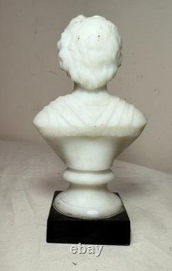 Antique Charles Sumner Figural Frosted Milk Glass Bust Paperweight Sculpture