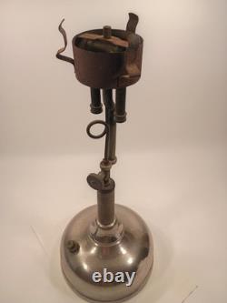 Antique Coleman Quick-Lite Table Lamp Chrome Base White Hobnail Milk Glass Shade