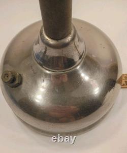 Antique Coleman Quick-Lite Table Lamp Chrome Base White Hobnail Milk Glass Shade