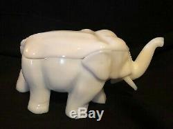 Antique Cooperative Flint Glass White Milk Glass Figural Covered Elephant Rare