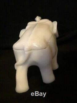 Antique Cooperative Flint Glass White Milk Glass Figural Covered Elephant Rare