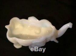 Antique Cooperative Flint Glass White Milk Glass Figural Covered Elephant Rare