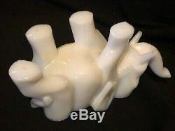 Antique Cooperative Flint Glass White Milk Glass Figural Covered Elephant Rare