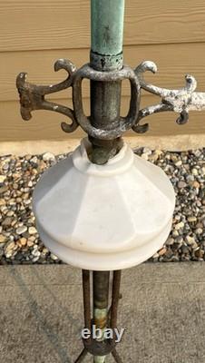 Antique Copper Lightning Rod Weathervane & White Milk Glass Indicator Ball 36 T
