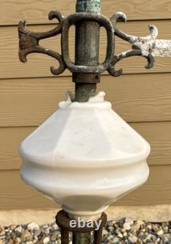 Antique Copper Lightning Rod Weathervane & White Milk Glass Indicator Ball 36 T