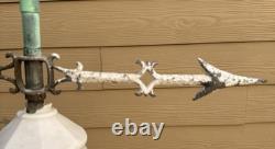 Antique Copper Lightning Rod Weathervane & White Milk Glass Indicator Ball 36 T