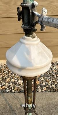 Antique Copper Lightning Rod Weathervane & White Milk Glass Indicator Ball 36 T