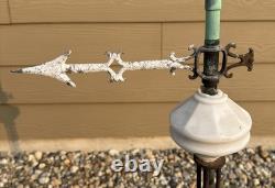 Antique Copper Lightning Rod Weathervane & White Milk Glass Indicator Ball 36 T