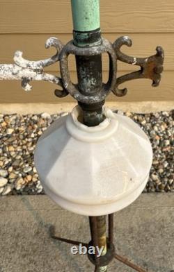 Antique Copper Lightning Rod Weathervane & White Milk Glass Indicator Ball 36 T