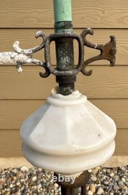 Antique Copper Lightning Rod Weathervane & White Milk Glass Indicator Ball 36 T