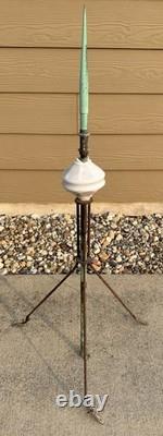 Antique Copper Lightning Rod Weathervane & White Milk Glass Indicator Ball 36 T