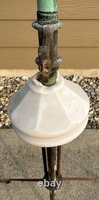 Antique Copper Lightning Rod Weathervane & White Milk Glass Indicator Ball 36 T Antique Copper Lightning Rod Weathervane & White Milk Glass Indicator Ball 36 T