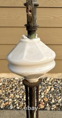 Antique Copper Lightning Rod Weathervane & White Milk Glass Indicator Ball 36 T
