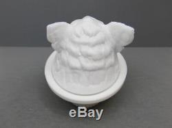 Antique Desirable Milk Glass Atterbury Boar's Head Covered Dish Patented 1888