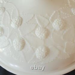 Antique EAPG Hobbs Brockunier MILK GLASS Compote With Lid BLACKBERRY PATTERN 187Os